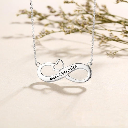 CUSTOM INFINITY COUPLE NAME ENGRAVED NECKLACE FOR YOUR LOVE