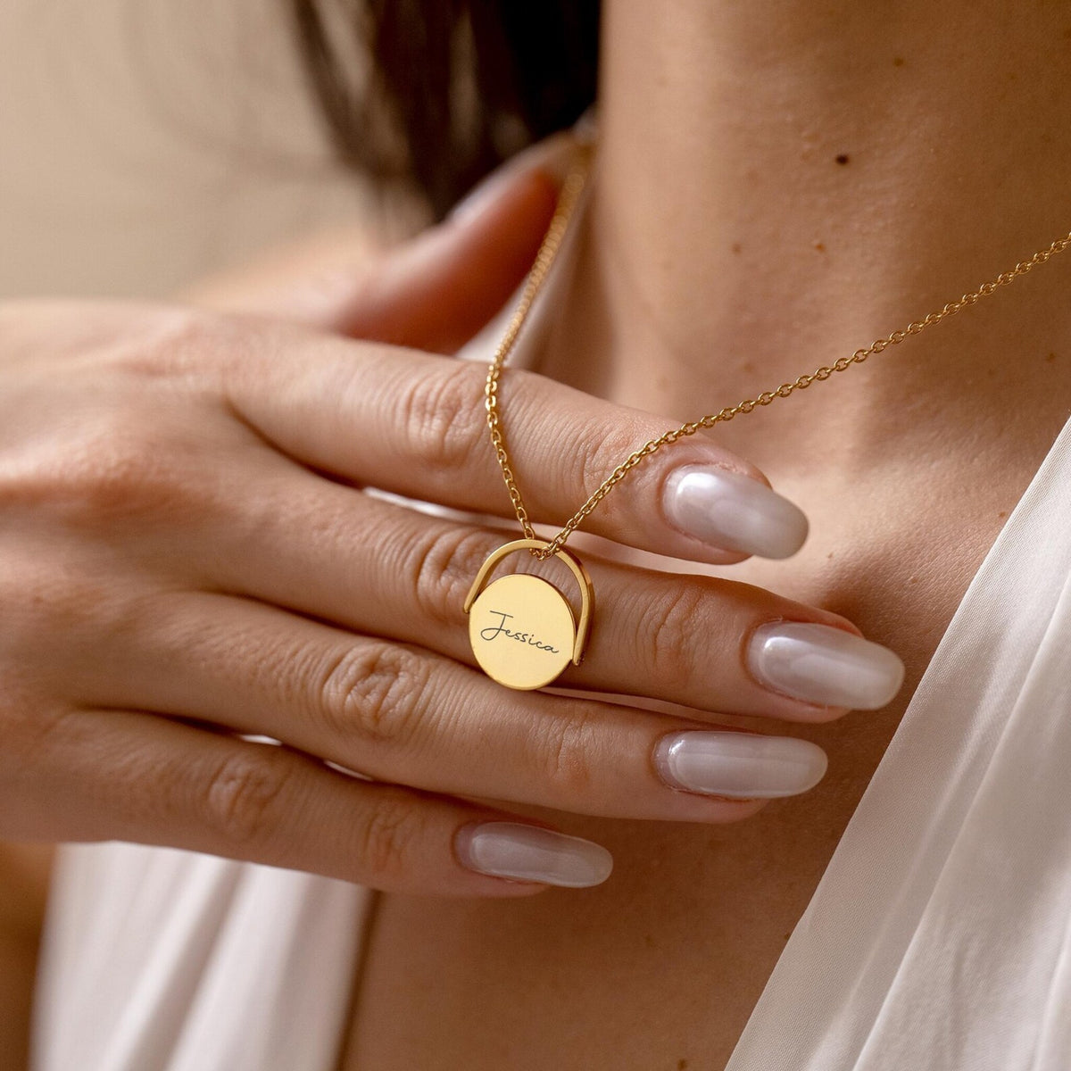 Custom Anxiety Spinner Name Engraved Fidget Necklace