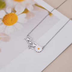 Custom Daisy Initial Heart Necklace