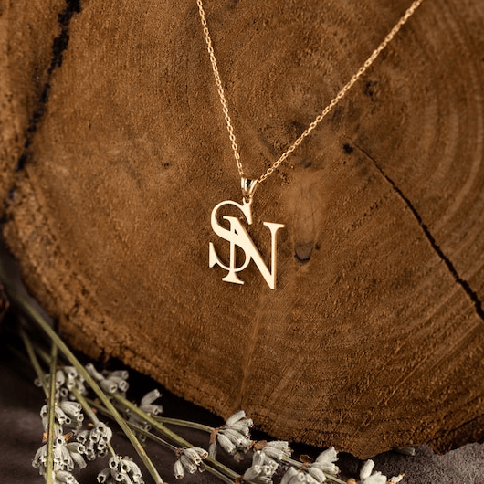 Custom Double Initials Letters Necklace