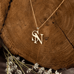 Custom Double Initials Letters Necklace