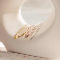 Custom Engraved Name Bar Bracelet With Dainty Paperclip Chain