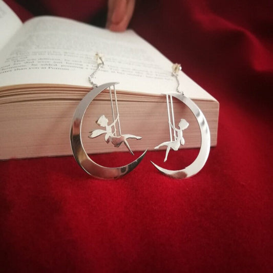 Jeluxa Fairy on Crescent Moon Dangle Earrings – Whimsical Statement Jewelry