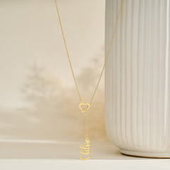 Custom Heart & Name Lariat Necklace