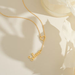 Custom Heart & Name Lariat Necklace