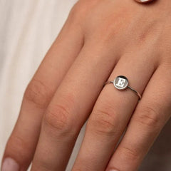 Custom Initial Letter Tiny Oval Ring