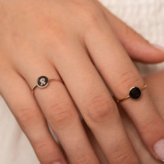 Custom Initial Letter Tiny Oval Ring