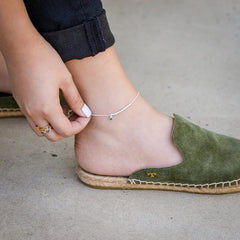 Custom Morse Code Anklet with Birthstone