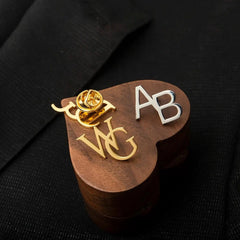 Custom Name Initials Brooch Pin For Men