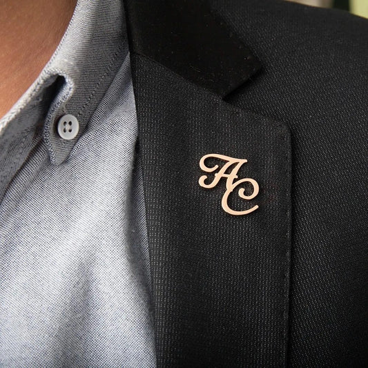 Custom Name Initials Brooch Pin for Men