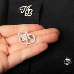 Custom Name Initials Brooch Pin For Men