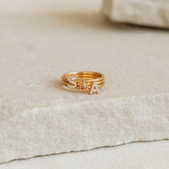 Custom Pavé Initial Dimond Stackable Ring