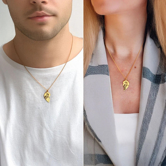 Custom Photo Heart Couple Necklace