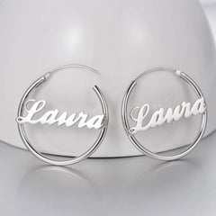 Custom Script Name Hoop Earring