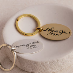 Custom Actual Handwriting & Signature Oval Keychain