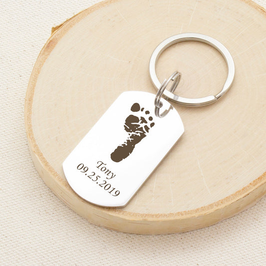 Custom Baby Footprint Keychain