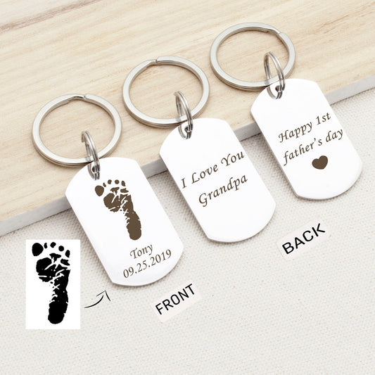 Custom Baby Footprint Keychain