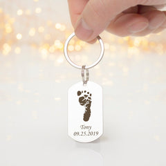 Custom Baby Footprint Keychain