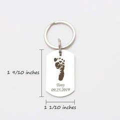 Custom Baby Footprint Keychain