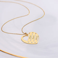 Custom Engraved Names Diamond Heart Necklace