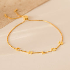 Custom Initial Letter Name Bracelet in Box Chain