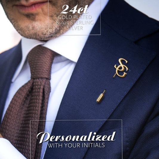 Custom Initials Letters Lapel Pin For Groom