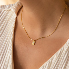 Custom Letter Mini Birthstone Tag Necklace