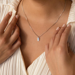 Custom Letter Mini Birthstone Tag Necklace