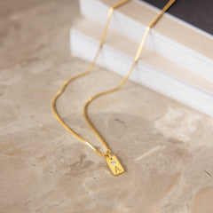 Custom Letter Mini Birthstone Tag Necklace