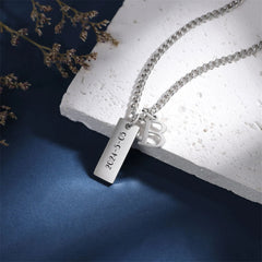 Custom Name Bar Pendant-Engraved Necklace