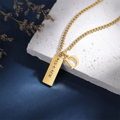 Custom Name Bar Pendant-Engraved Necklace