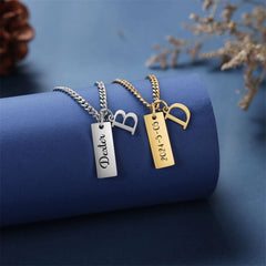 Custom Name Bar Pendant-Engraved Necklace