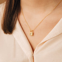 Custom Padlock Initial Letter Necklace