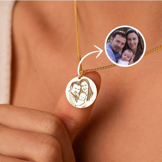 Custom Photo & Text Engraved Pendant-Necklace