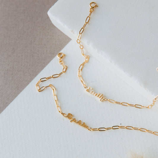 Custom Pure Sterling Silver Link Chain Name Bracelet
