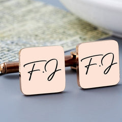 Custom Square Initials Wedding Cufflinks