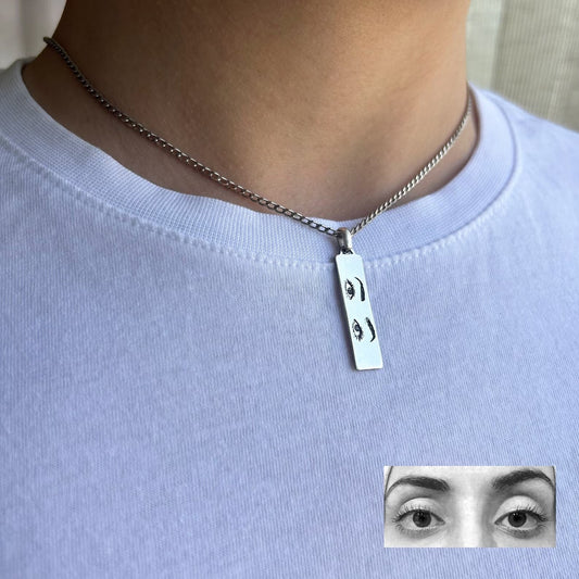 Custom Sterling Silver Personalized Eye Necklace