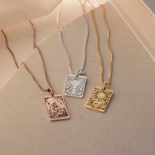 Custom Tarot Necklace in Box Chain