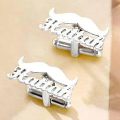 Customizable Engraved Name & Moustache Design Cufflinks