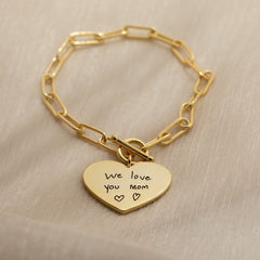 Customized Fingerprint-Footprint & Text engraved Heart Bracelet