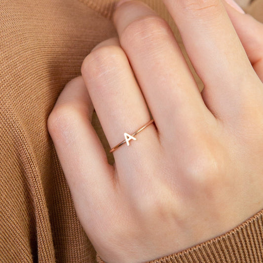 Customized Handcraft Dainty Initial Letter Ring