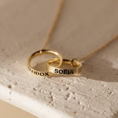 Customized Name Engraved Interlocking Ring Necklace