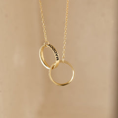 Customized Name Engraved Interlocking Ring Necklace