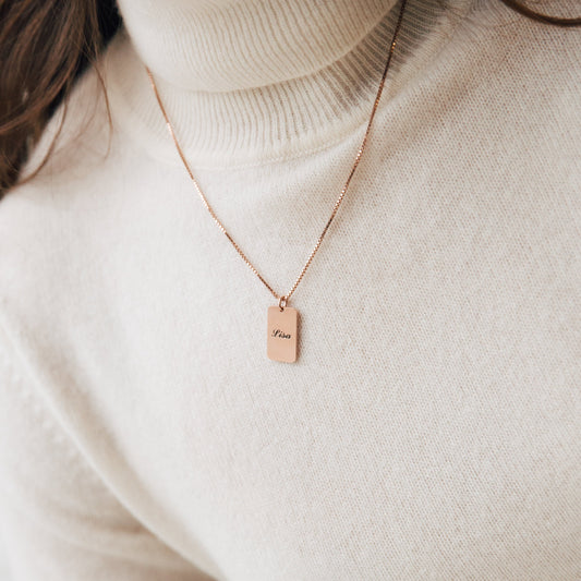 Customized Name Engraved Tag Necklace