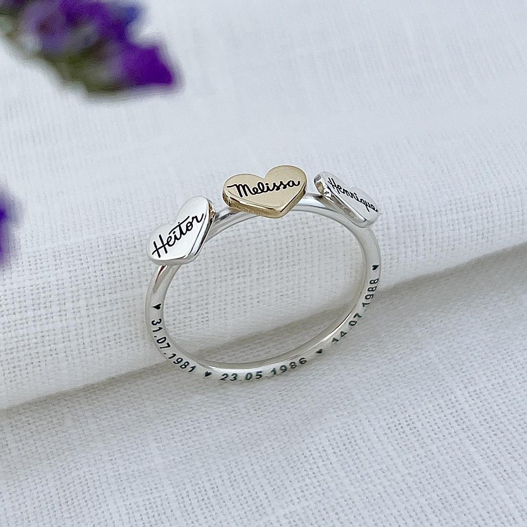 Customized Names Beautiful Heart Ring