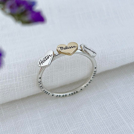 Customized Names Beautiful Heart Ring