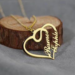 Customized Overlapping Heart Two Name Nacklace