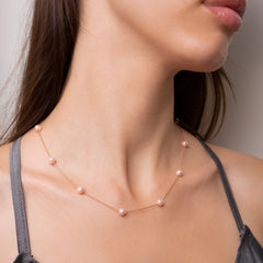 Dainty Peach Pearl Bezel Necklace