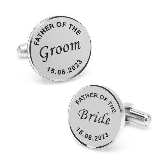 Personalized Dates Quotes Father of Bride or Groom & Date Cufflink for Men and Boys