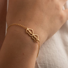 Double Heart Name Bracelet – Personalized Two Name Bracelet in Gold – Custom Couple Bracelet by Jeluxa